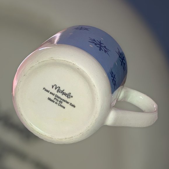 Michael's Coffee Tea Mug White Snowman w/ Blue Scarf & Snow Flakes New Pre-Owned - Picture 8 of 12